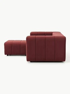 Fluwelen modulaire bank Lena (3-zits) met kruk