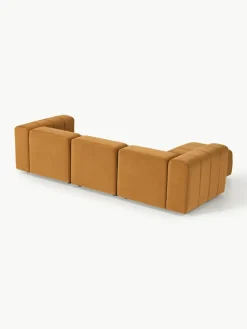 Fluwelen modulaire bank Lena (4-zits) met kruk