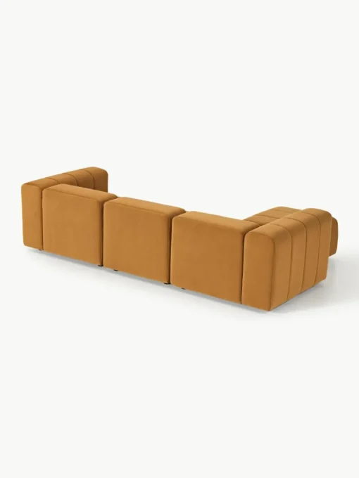 Fluwelen modulaire bank Lena (4-zits) met kruk