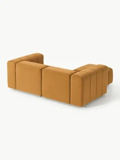 Fluwelen modulaire bank Lena (3-zits) met kruk
