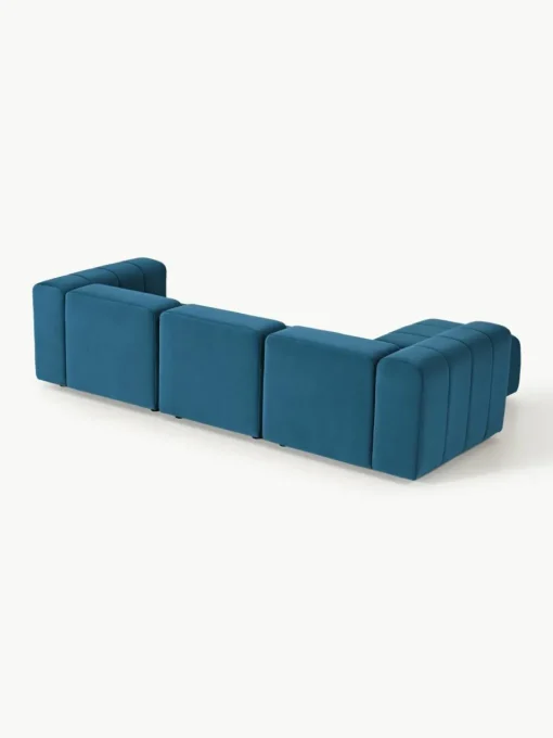 Fluwelen modulaire bank Lena (4-zits) met kruk