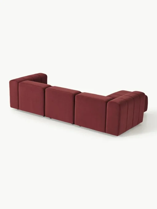 Fluwelen modulaire bank Lena (4-zits) met kruk