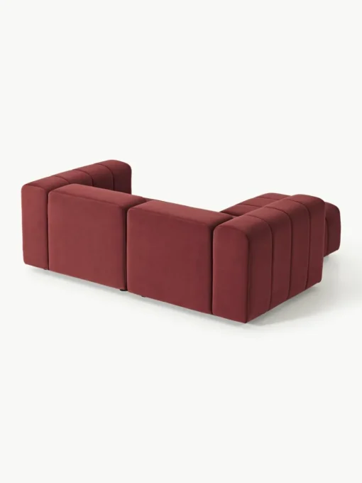 Fluwelen modulaire bank Lena (3-zits) met kruk