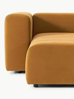 Fluwelen modulaire bank Lena (3-zits) met kruk
