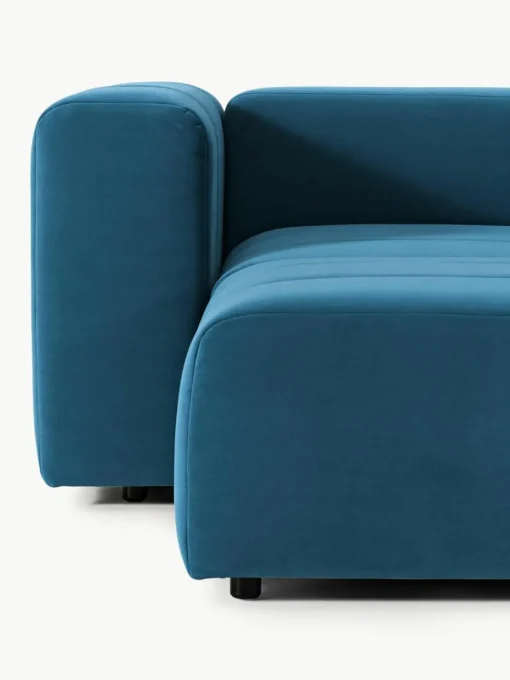 Fluwelen modulaire bank Lena (4-zits) met kruk