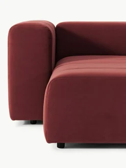 Fluwelen modulaire bank Lena (3-zits) met kruk