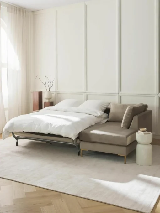 Fluwelen slaapbank Luna (3-zits) met matras