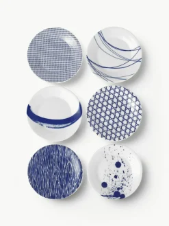 Gebaksborden Pacific Blue van porselein, set van 6