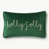 Geborduurde fluwelen kussenhoes Holly Jolly met bies