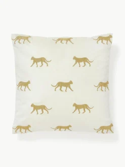 Geborduurde fluwelen kussenhoes Cheetah