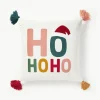 Geborduurde katoenen kussenhoes Nicholas met kerstmotief en kwastjes