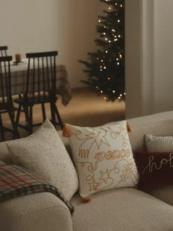 Geborduurde kussenhoes Alora met kerstmotief