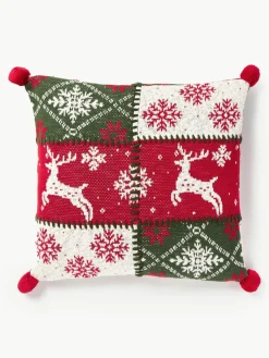 Gebreide kussenhoes Derby met kerstmotief