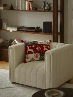 Gebreide kussenhoes Derby met kerstmotief