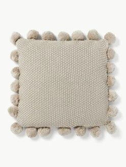 Gebreide kussenhoes Molly met pompoms