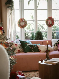 Gebreide kussenhoes Starry met kerstmotief