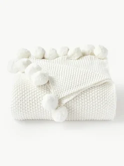Gebreide plaid Molly met pompoms