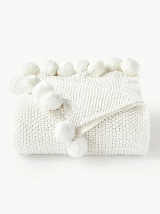 Gebreide plaid Molly met pompoms