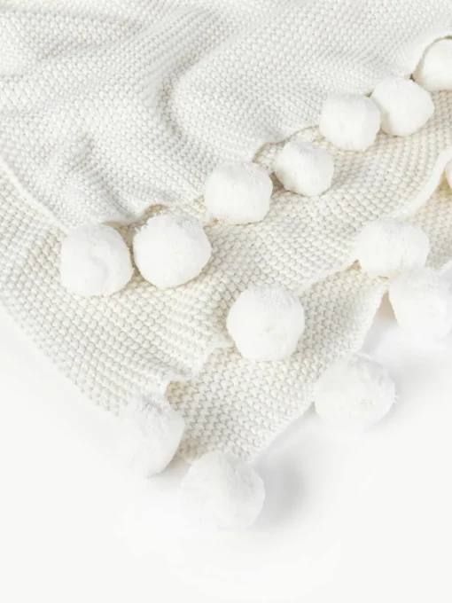 Gebreide plaid Molly met pompoms