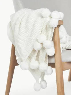 Gebreide plaid Molly met pompoms