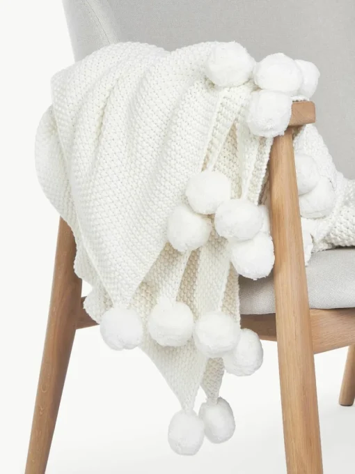 Gebreide plaid Molly met pompoms