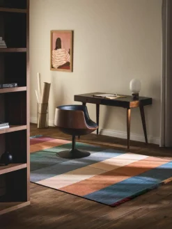 Geruit wollen vloerkleed Bliss met franjes