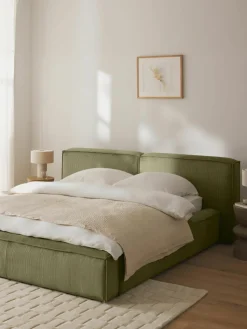 Gestoffeerd bed Lennon van corduroy met opbergfunctie