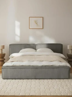 Gestoffeerd bed Lennon van corduroy met opbergruimte