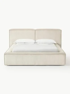 Gestoffeerd bed Lennon van corduroy met opbergfunctie