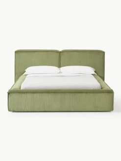 Gestoffeerd bed Lennon van corduroy met opbergfunctie