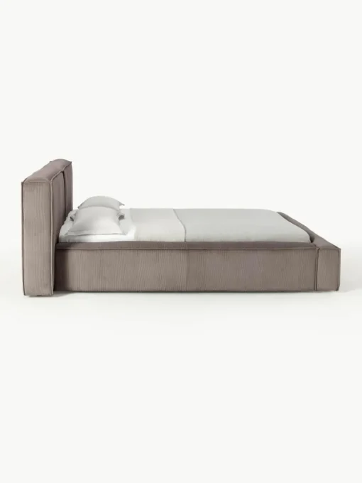 Gestoffeerd bed Lennon van corduroy met opbergruimte