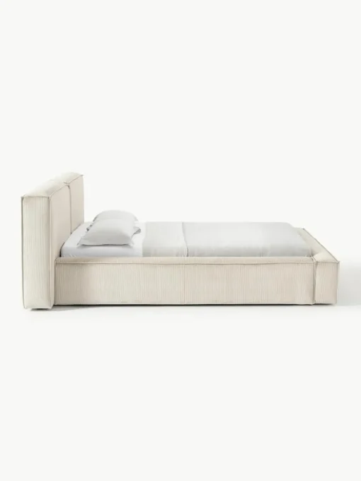 Gestoffeerd bed Lennon van corduroy met opbergfunctie