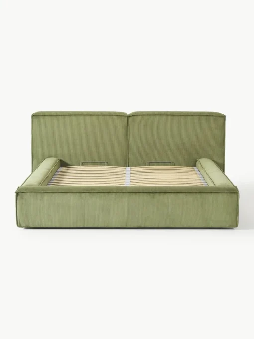 Gestoffeerd bed Lennon van corduroy met opbergfunctie