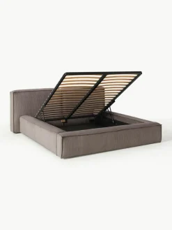 Gestoffeerd bed Lennon van corduroy met opbergruimte