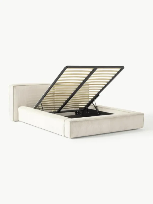 Gestoffeerd bed Lennon van corduroy met opbergfunctie