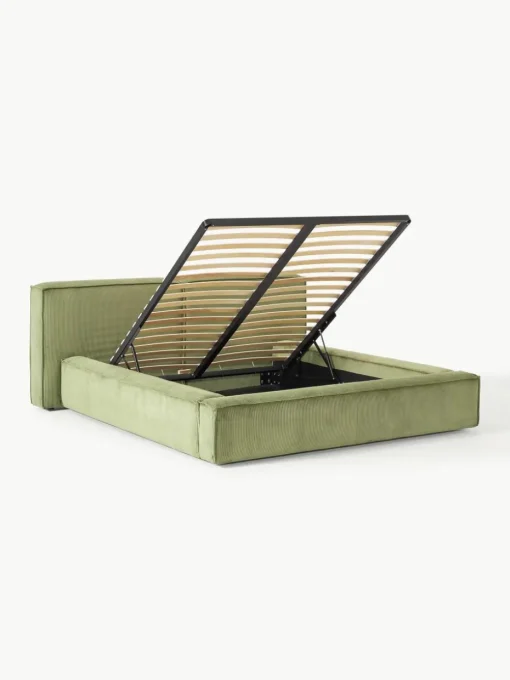 Gestoffeerd bed Lennon van corduroy met opbergfunctie