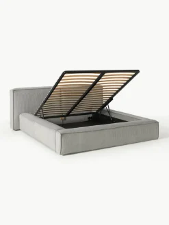 Gestoffeerd bed Lennon van corduroy met opbergruimte