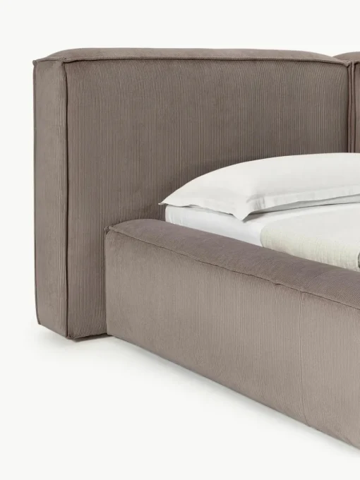 Gestoffeerd bed Lennon van corduroy met opbergruimte