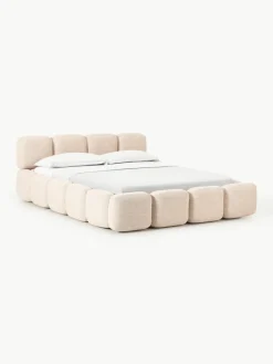 Gestoffeerd bed Tayla gemaakt van bouclé