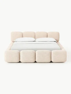 Gestoffeerd bed Tayla gemaakt van bouclé