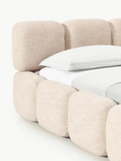Gestoffeerd bed Tayla gemaakt van bouclé