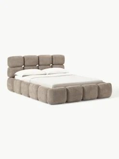Gestoffeerd bed Tayla van teddy bouclé met opbergruimte