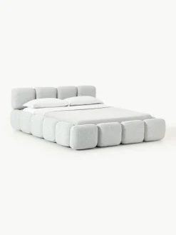 Gestoffeerd bed Tayla van bouclé met opbergruimte