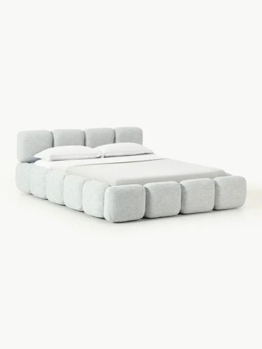 Gestoffeerd bed Tayla van bouclé met opbergruimte