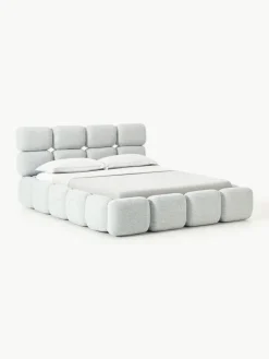 Gestoffeerd bed Tayla van bouclé met opbergruimte