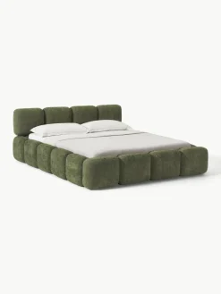 Gestoffeerd bed Tayla van teddy bouclé met opbergruimte