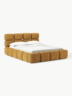 Gestoffeerd bed Tayla van teddy bouclé met opbergruimte