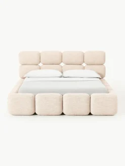 Gestoffeerd bed Tayla van bouclé met opbergruimte