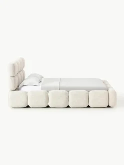 Gestoffeerd bed Tayla van bouclé met opbergruimte