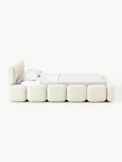 Gestoffeerd bed Tayla van bouclé met opbergruimte
